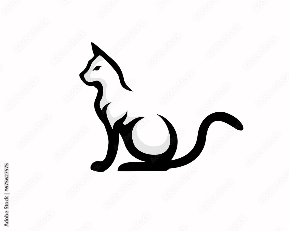 stand cat art logo design template illustration inspiration