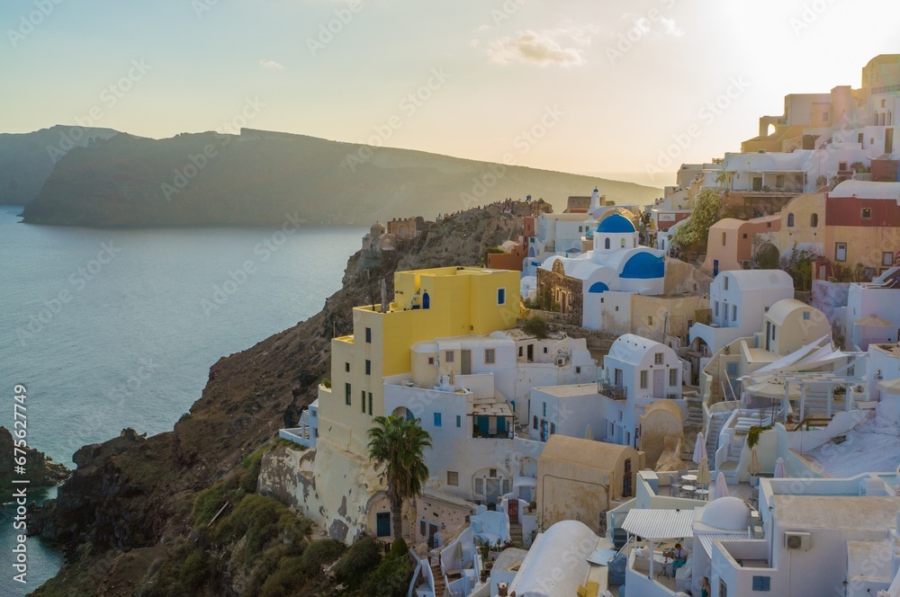 Oia, Santorini, Greece - Oct 19 2013: Sea view from Oia town, Santorini, Greece