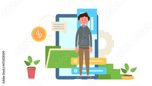 A young man explain how to communicate with his business client to get a good deal