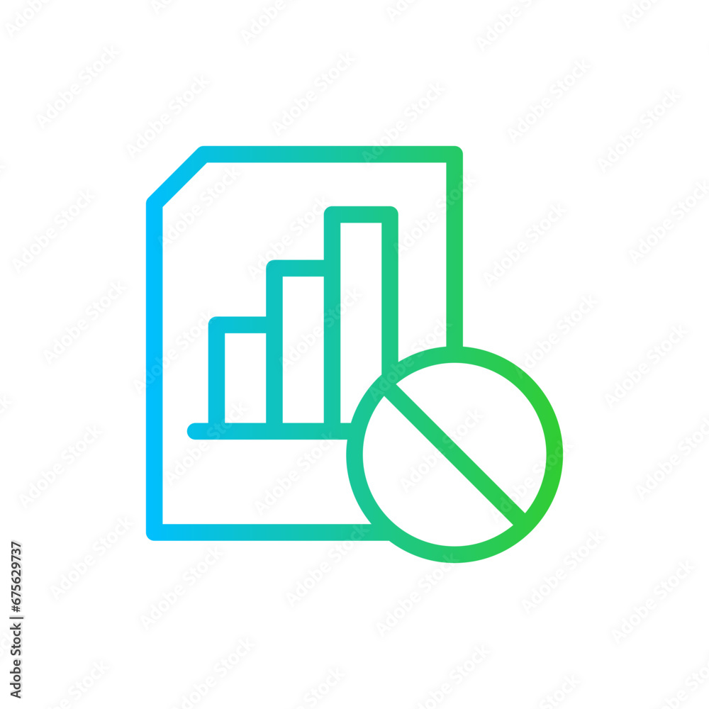 Banned analysis performance business icon with blue and green gradient outline style. analysis, ban, business, symbol, sign, technology, prohibition. Vector Illustration