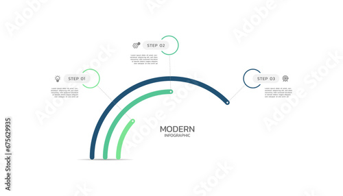 Modern connecting infographic template design with 3 step