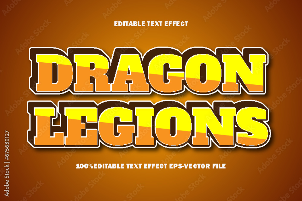 Fototapeta premium Dragon Legions Editable Text Effect 3D Emboss Gradient Style