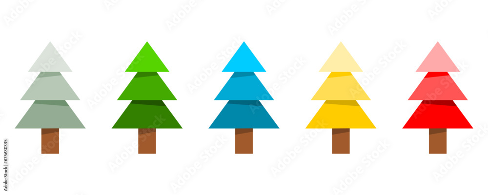Set christmas tree winter icon flat vector design