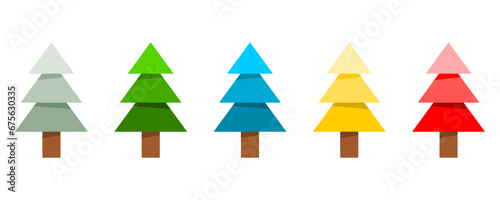 Set christmas tree winter icon flat vector design