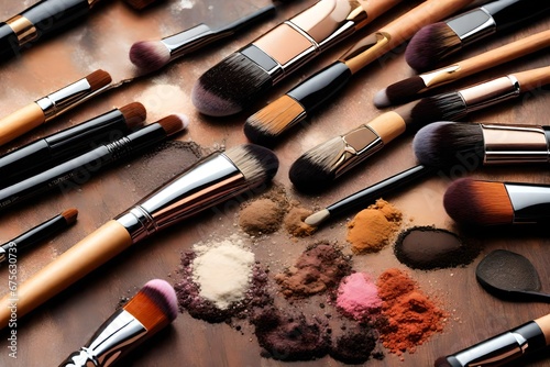 brushes and make-up eye shadows
