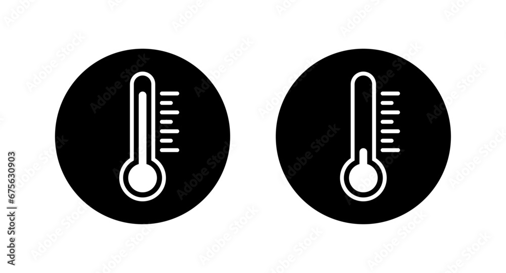 High and low temperature thermometer icons High and low temperature thermometer icons