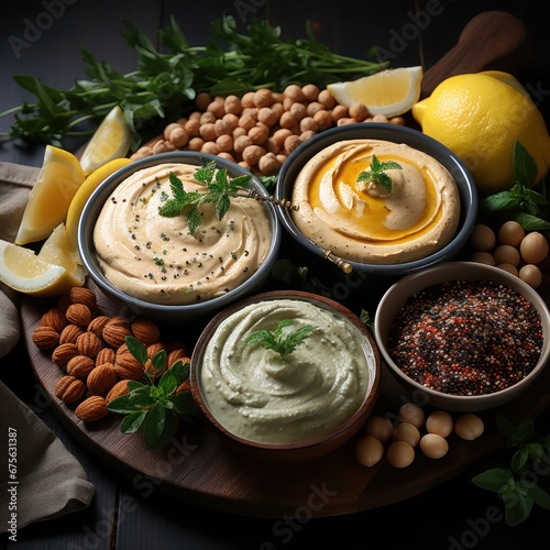 a bowl of delicious hummus with spices and herbs