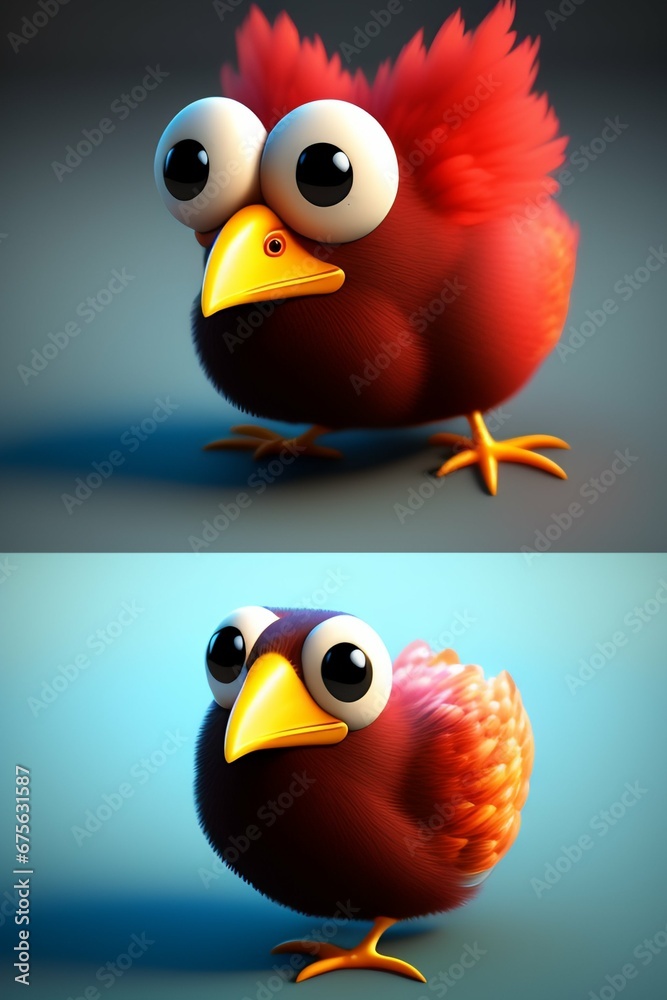 chicken, 3d cartoon chicken, 3d cartoon