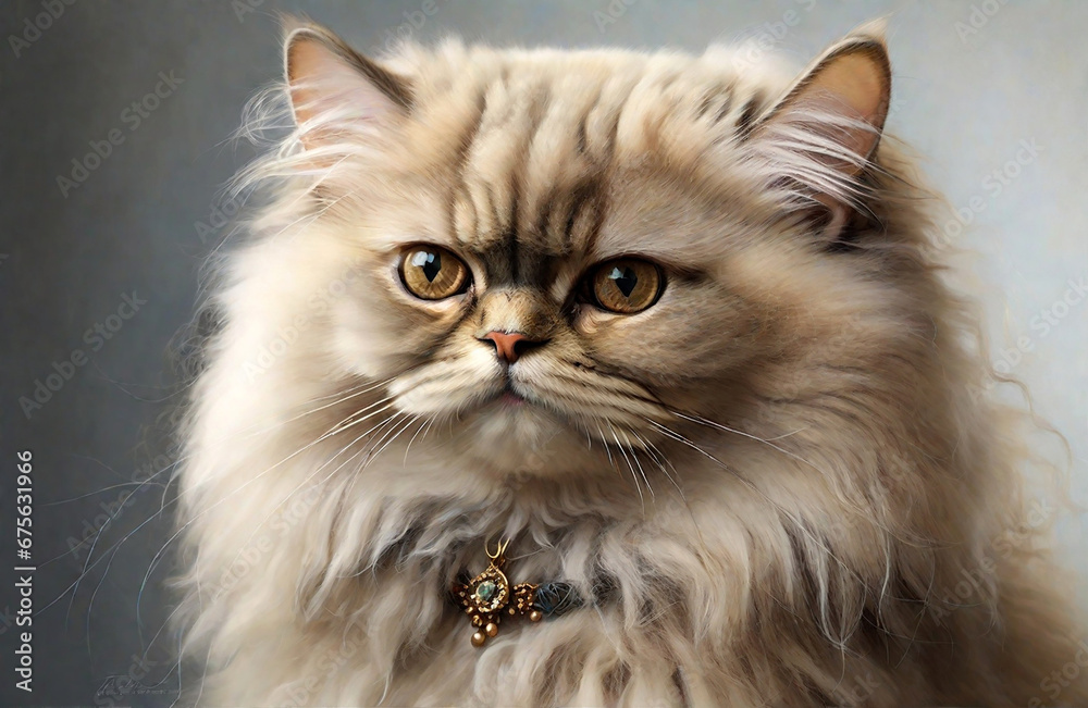 portrait of a Persian cat with its luxurious, long fur and expressive eyes