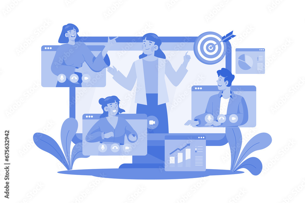 Businesswoman Doing Discussion On Online Meeting Businesswoman Doing Discussion On Online Meeting
