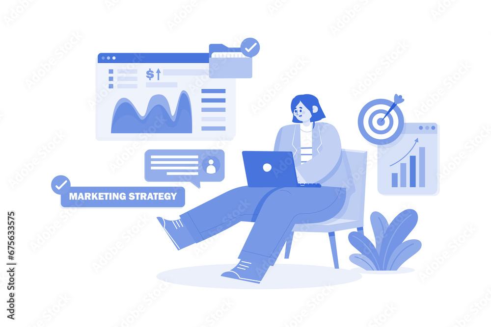 Businesswoman Working On Marketing Strategy Businesswoman Working On Marketing Strategy