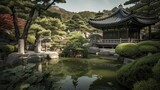 Korean temple in garden