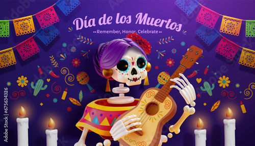 3D Day of the dead illustration