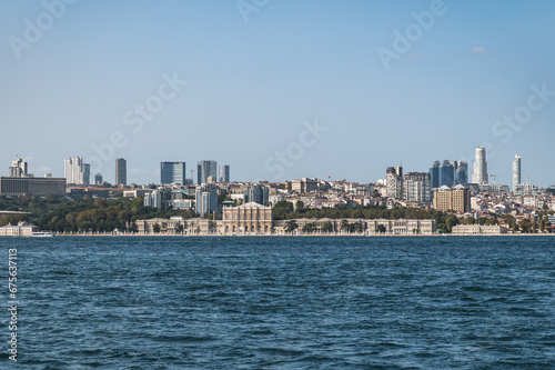  European shore of Istanbul. View of the modern city, the Bosphorus Strait and Dolmabahce Palace. © Natalia