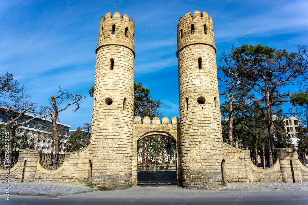 Famous ancient Gates of Shuvelyan in Baku, Azerbaijan taken in Oct 2023