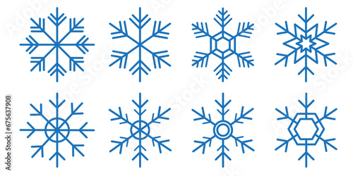 Snowflake icons set. Merry xmas Snowflake symbols. Snow icon. Vector illustrator eps