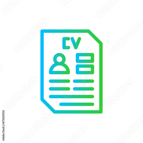 Resume job business icon with blue and green gradient outline style. work, job, resume, business, cv, curriculum, professional. Vector Illustration © SkyPark