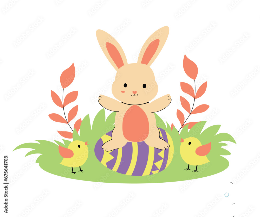 Fototapeta premium Easter Bunny Sit On Egg | Easter Edition