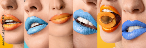Collage of beautiful lips w...