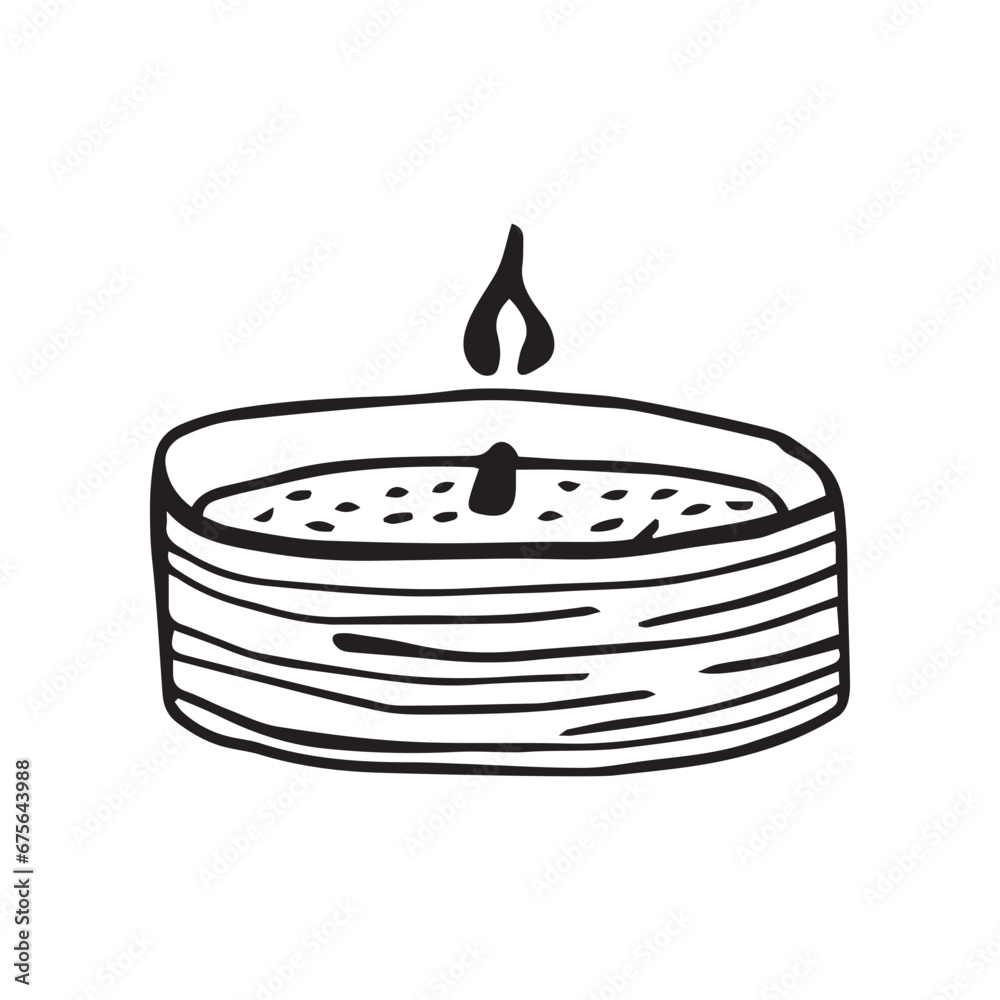 Doodle candle in a glass jar clipart cozy illustration Doodle candle in a glass jar clipart cozy illustration