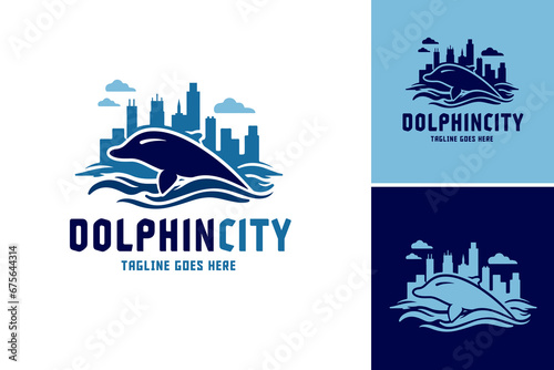Dolphin City Logo Design is a design asset suitable for businesses or organizations related to marine life