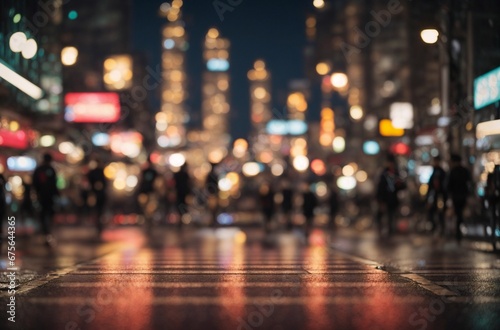 Wallpaper Mural Blurred crowd of people in the night city scene Torontodigital.ca