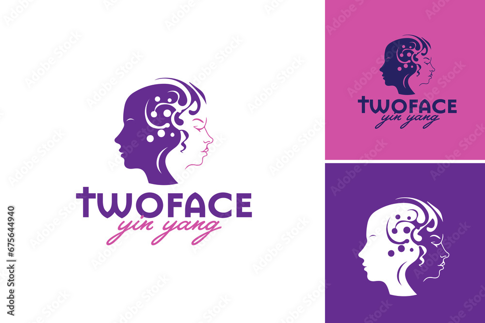 Two face Yoga Logo is a design asset suitable for a yoga studio or instructor who wants a logo that represents balance and duality in their practice.