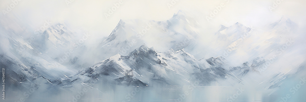 Abstract Snowy Mountains Background Painting
