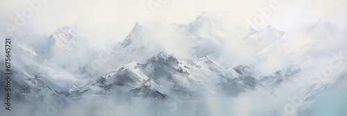 Abstract Snowy Mountains Background Painting © Doraway