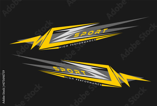 wrap design for car vectors. sports yellow stripes, car stickers. racing decals for tuning