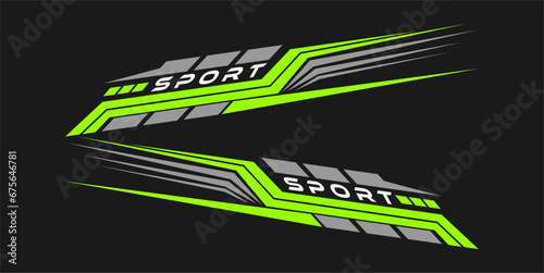 wrap design for car vectors. sports green stripes, car stickers. racing decals for tuning