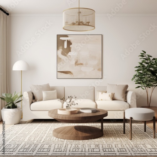 living room contemporary home interior design mockup sofa with artwork photo frame on plain accent wall decorating cosy simplicity room ideas design living room design nature colour scheme daylight