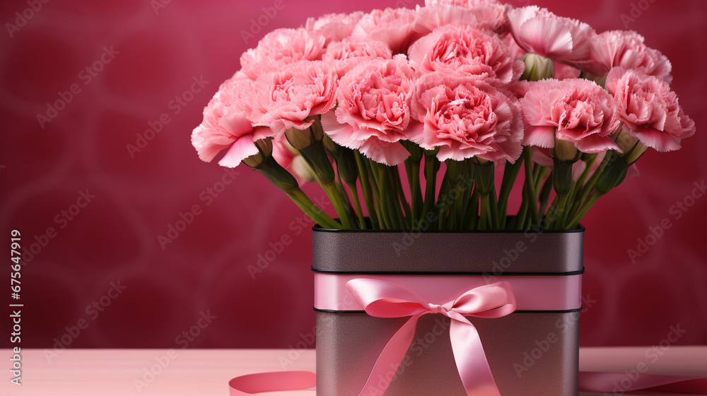 Obraz premium pink roses in a vase HD 8K wallpaper Stock Photographic Image 