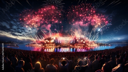 fireworks light up the night sky as the DJ's beats set the tone for an epic new year's night.