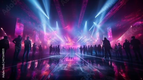 Neon lights dance to the rhythm of the DJ's music, creating an unforgettable new year's night.