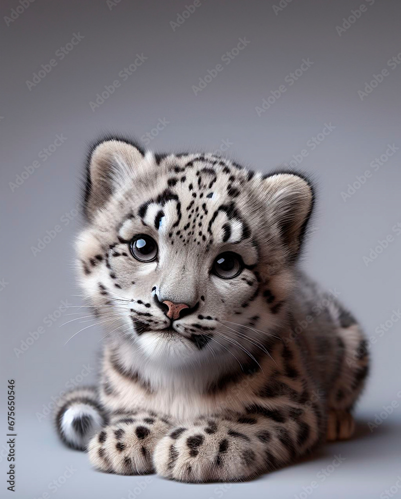 Fototapeta premium Cute snow leopard