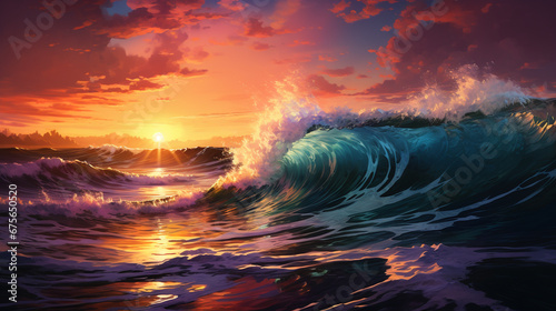 Romantic Sunset Waves