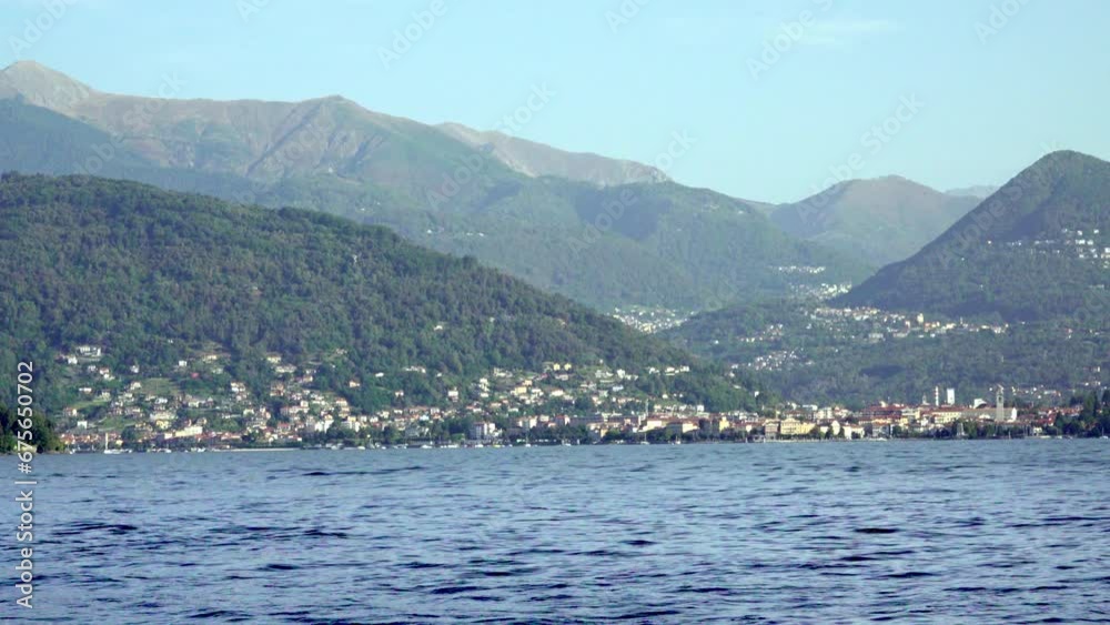View from Stresa across Lake Maggiore towards Verbania, Piedmont, Italy View from Stresa across Lake Maggiore towards Verbania, Piedmont, Italy