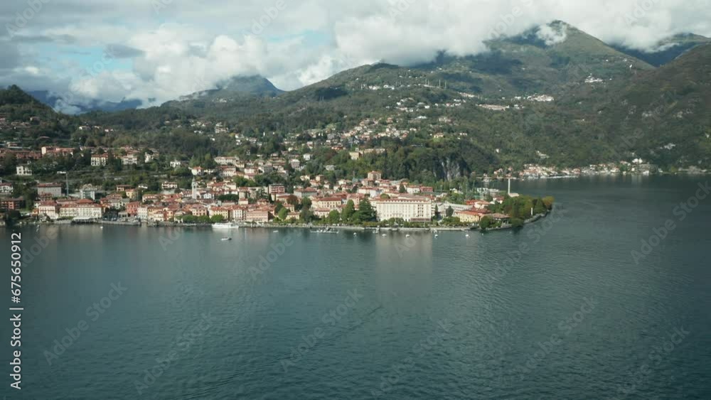 AERIAL: Beautiful and Picturesque Town of Menaggio in Lake Como AERIAL: Beautiful and Picturesque Town of Menaggio in Lake Como