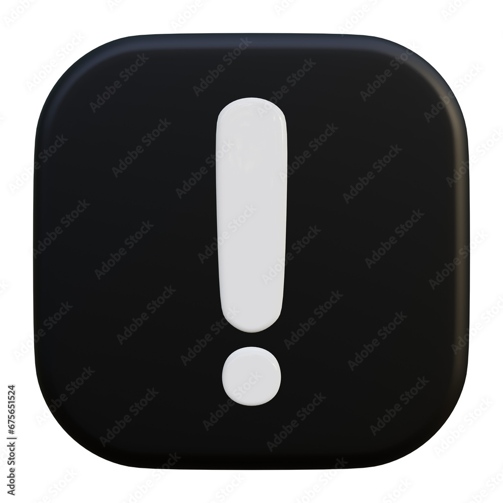 Warning Exclamation Mark 3D Icon on white circle. Warning Exclamation Mark 3D Icon on white circle.