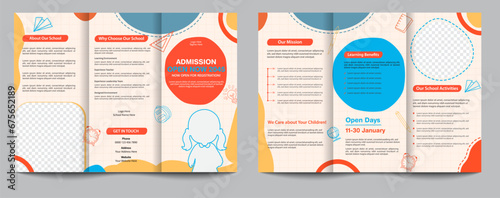 school admission trifold brochure template photo