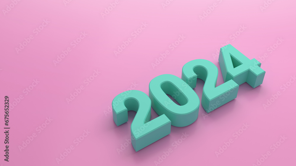 2024 3D Text, New year background