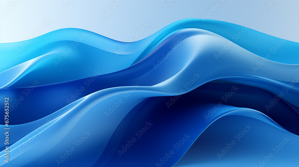 Obraz premium A blue abstract background with smooth wavy lines 