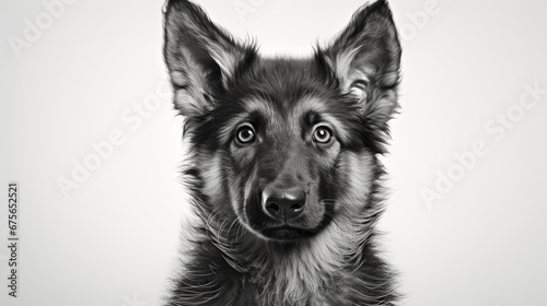 Portrait of the german shepherd long hair dog on a white background