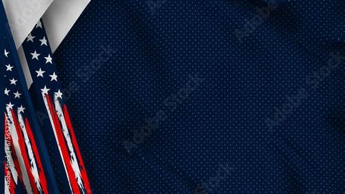  American waving flag video with copy space area. USA flag Closeup 4k Full HD video , white background. , blue background photo