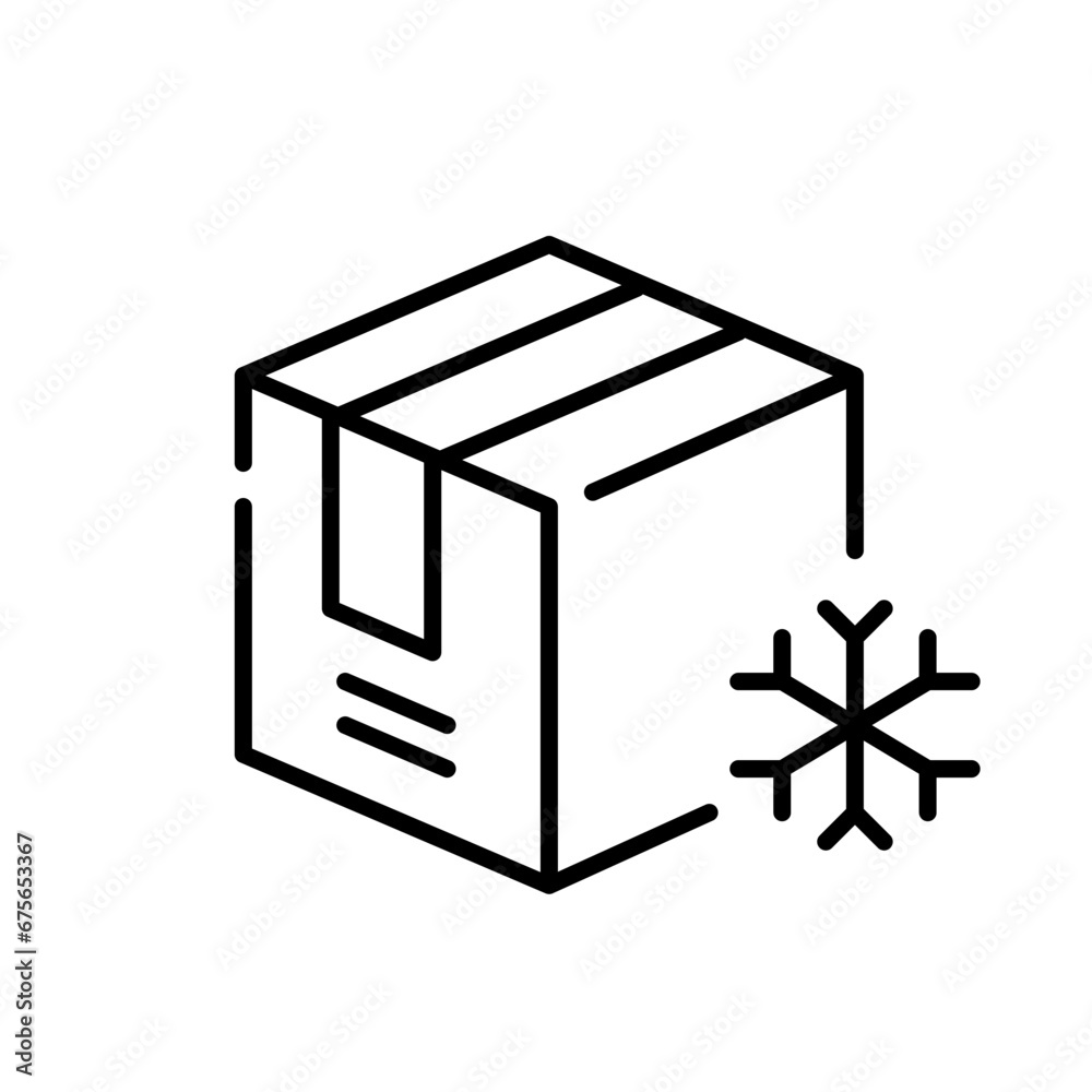 Container for frozen goods. Delivery package. Pixel perfect, editable stroke icon Container for frozen goods. Delivery package. Pixel perfect, editable stroke icon