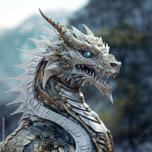 Fantasy of dragon warrior. Mythical creatures. Ancient animals © yod67