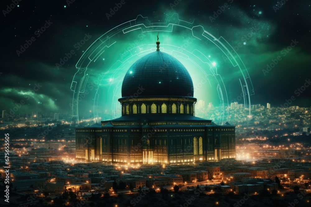 Fototapeta premium A picture of a large building with a prominent dome on top. This image can be used to illustrate architectural structures or landmarks.