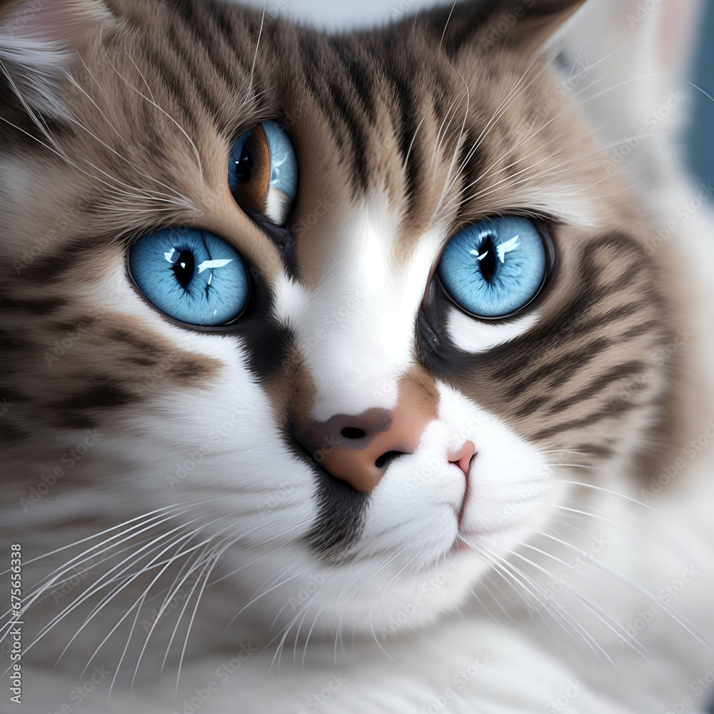 Fototapeta premium portrait of a cat with three eyes