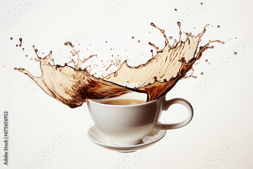 Photo of a steaming cup of java with a mesmerizing liquid splash